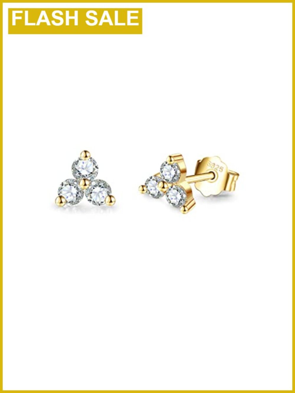Sterling Silver Flower Cubic Zirconia Stud Earrings, Hypoallergenic Cartilage